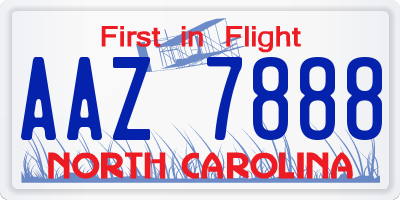 NC license plate AAZ7888