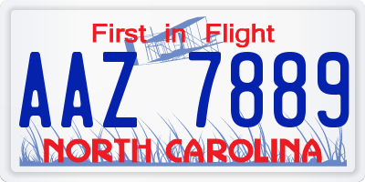 NC license plate AAZ7889