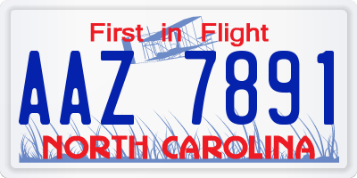 NC license plate AAZ7891