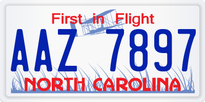 NC license plate AAZ7897