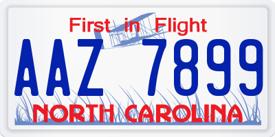 NC license plate AAZ7899