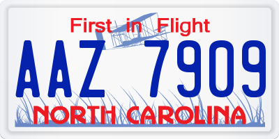 NC license plate AAZ7909