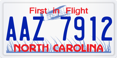 NC license plate AAZ7912