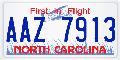 NC license plate AAZ7913