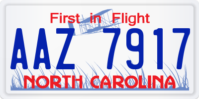 NC license plate AAZ7917