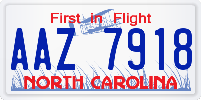 NC license plate AAZ7918
