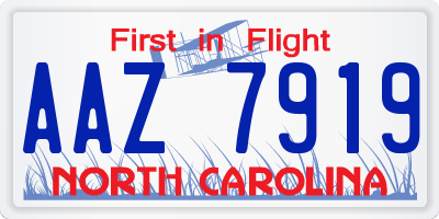 NC license plate AAZ7919