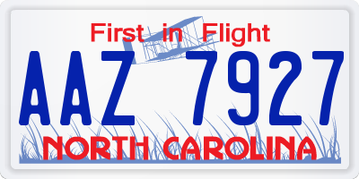NC license plate AAZ7927