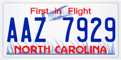 NC license plate AAZ7929