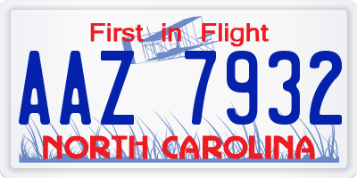 NC license plate AAZ7932