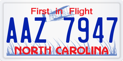 NC license plate AAZ7947