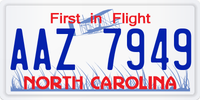 NC license plate AAZ7949