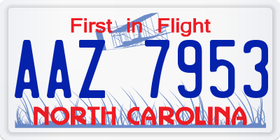 NC license plate AAZ7953