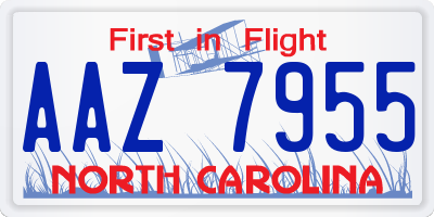 NC license plate AAZ7955