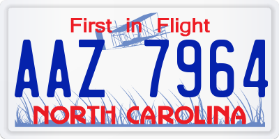 NC license plate AAZ7964