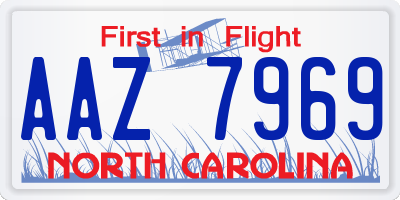 NC license plate AAZ7969