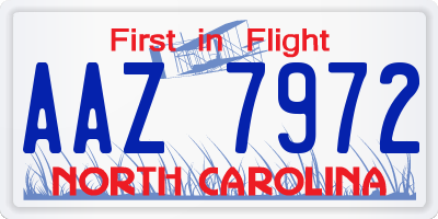 NC license plate AAZ7972