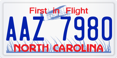 NC license plate AAZ7980