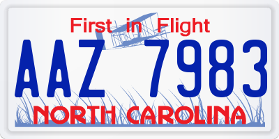 NC license plate AAZ7983