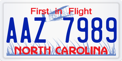 NC license plate AAZ7989