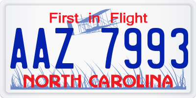 NC license plate AAZ7993