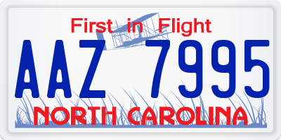 NC license plate AAZ7995