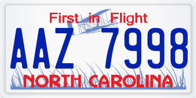 NC license plate AAZ7998