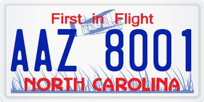 NC license plate AAZ8001