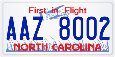 NC license plate AAZ8002