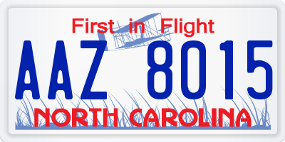 NC license plate AAZ8015