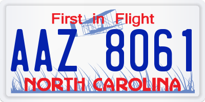 NC license plate AAZ8061