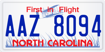 NC license plate AAZ8094