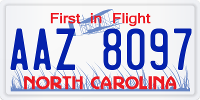 NC license plate AAZ8097