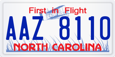 NC license plate AAZ8110