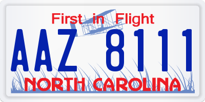 NC license plate AAZ8111