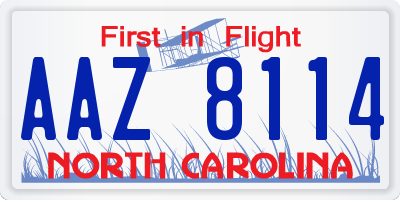 NC license plate AAZ8114