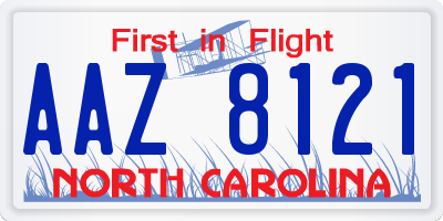 NC license plate AAZ8121
