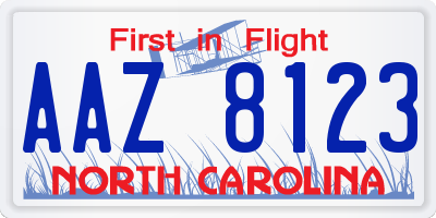 NC license plate AAZ8123