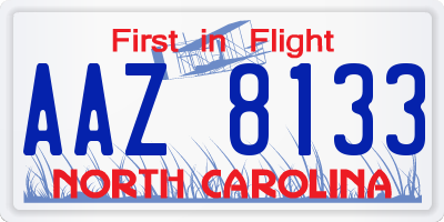NC license plate AAZ8133