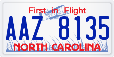 NC license plate AAZ8135