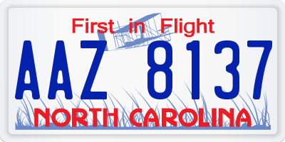 NC license plate AAZ8137