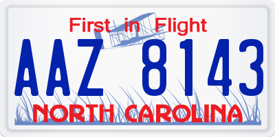 NC license plate AAZ8143