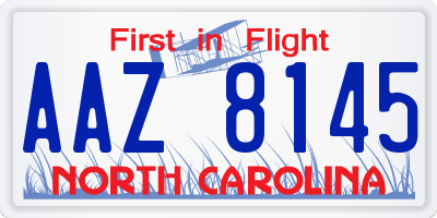 NC license plate AAZ8145
