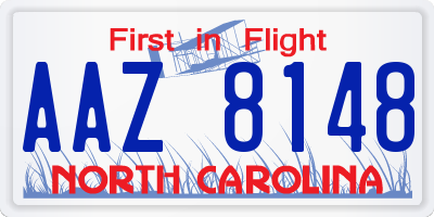 NC license plate AAZ8148