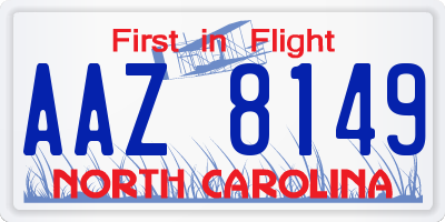 NC license plate AAZ8149
