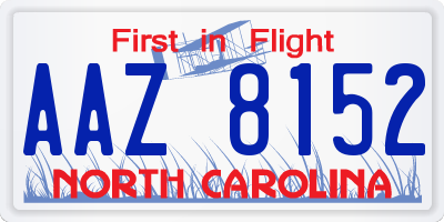 NC license plate AAZ8152