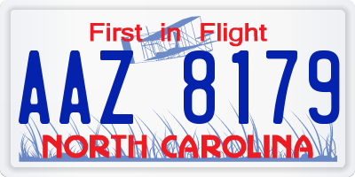 NC license plate AAZ8179