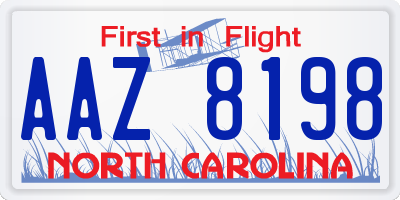 NC license plate AAZ8198