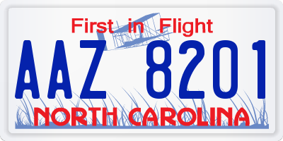 NC license plate AAZ8201