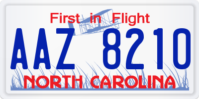 NC license plate AAZ8210